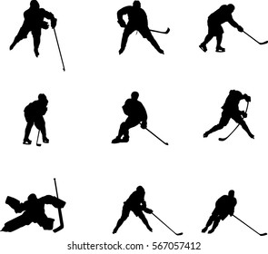 vector silhouettes hockey players