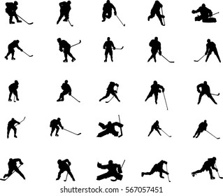 vector silhouettes hockey players