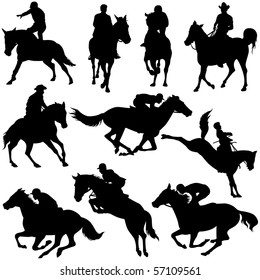 Vector silhouettes of horse racing.
