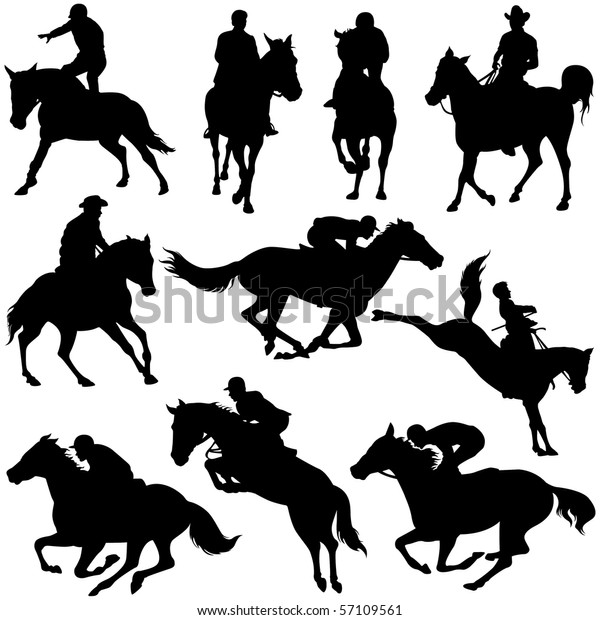 Vector Silhouettes Horse Racing Stock Vector (royalty Free) 57109561