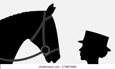 Vector Silhouettes Of Horse And Woman Jockey