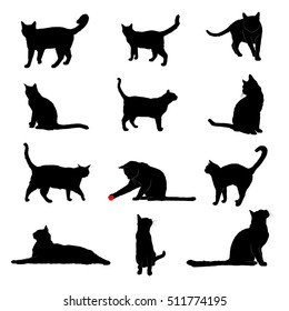 Vector Silhouettes of house cats