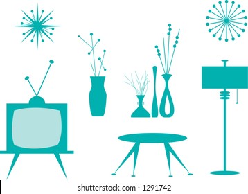 Vector silhouettes of interior items.