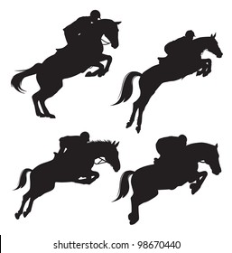 horse jumping line silhouette