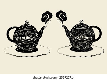  Vector silhouettes of kettles