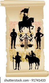 Vector silhouettes, knight 13, vector illustration
