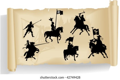 Vector silhouettes, knight 3, vector illustration