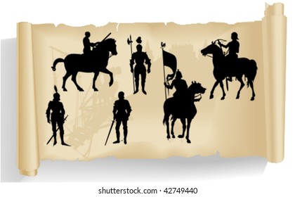 Vector silhouettes, knight 5, vector illustration