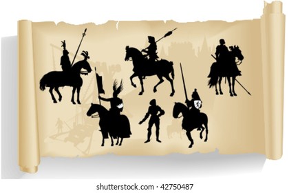 Vector silhouettes, knight 6, vector illustration