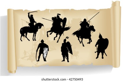 Vector silhouettes, knight 8, vector illustration