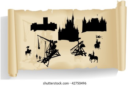 Vector silhouettes, knight 9, vector illustration