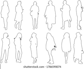 Vector silhouettes of ladies, perfect to include in your Autocad or Photoshop projects, renders, sketches or plans.