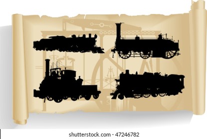 Vector silhouettes, locomotive 1,vector illustration