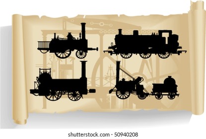 Vector silhouettes, locomotive 2,vector illustration