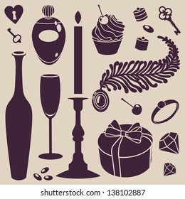 vector silhouettes love set