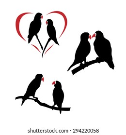 Vector silhouettes of a lovebird.