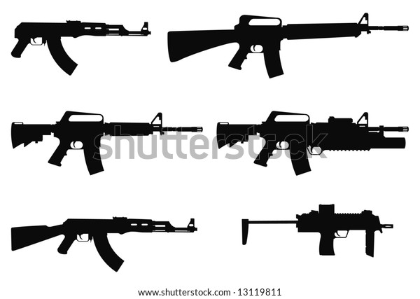 Vector Silhouettes Machine Guns Stock Vector (Royalty Free) 13119811 ...