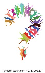 vector silhouettes making a question