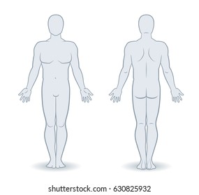 Vector silhouettes of man front and back view