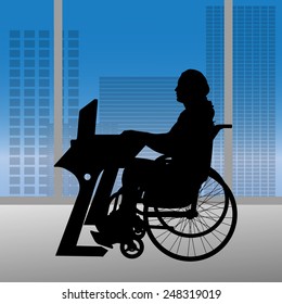 Vector silhouettes of man in the office.