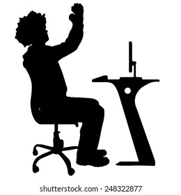 Vector silhouettes of man in the office.