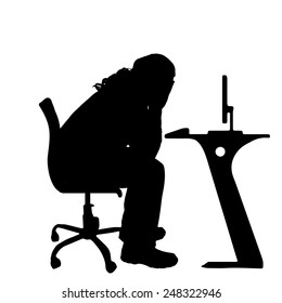Vector silhouettes of man in the office.