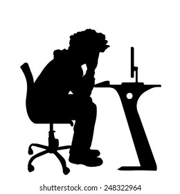 Vector silhouettes of man in the office.