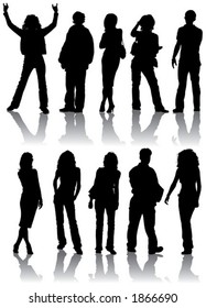 Vector silhouettes man and women, illustration