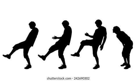 Vector silhouettes of men in sports on a white background.