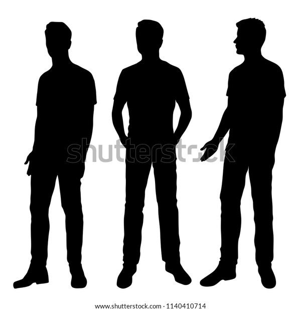 Vector Silhouettes Men Standing Different Poses Stock Vector (Royalty ...