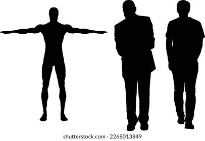 Vector silhouettes of men white background