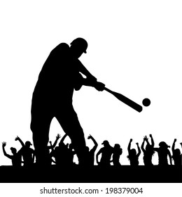 Vector silhouettes of men who play baseball.
