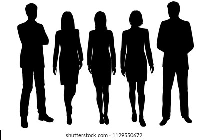 Vector Silhouettes Men Woman Standing Business Stock Vector (Royalty ...