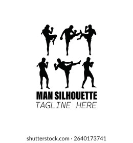 Vector silhouettes of men and a women
