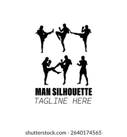 Vector silhouettes of men and a women