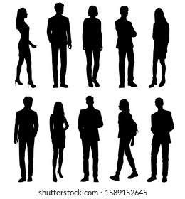 Set Vector Silhouettes Women Standing Different Stock Vector (Royalty ...