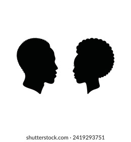 Vector silhouettes of men and women black color isolated on white background. African people silhouette. Black Month History. Black Lives Matter.