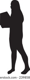 Vector silhouettes of men and women, children, black on an isolated white background