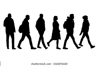 Vector Silhouettes Men Women Group Standing Stock Vector (Royalty Free ...