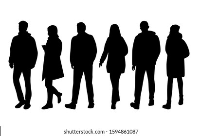 Vector Silhouettes Man Woman Couple Standing Stock Vector (Royalty Free ...