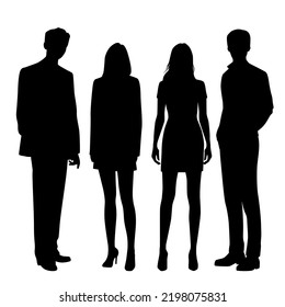 Vector Silhouettes Men Women Group Standing Stock Vector (Royalty Free ...