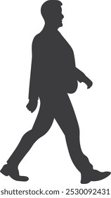 Vector silhouettes of men and women, group of business people standing and walking, black color protected on white background