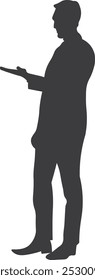 Vector silhouettes of men and women, group of business people standing and walking, black color protected on white background