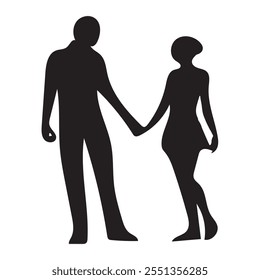 Vector silhouettes of men and a women, a group of walking business people, profile, black color isolated on white background
