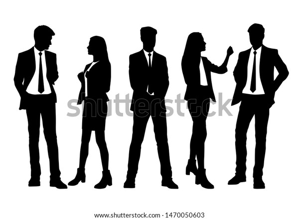 Vector Silhouettes Men Women Group Standing Stock Vector (Royalty Free ...