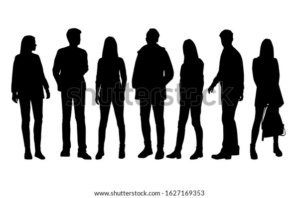 Vector Silhouettes Men Women Group Standing Stock Vector (Royalty Free ...