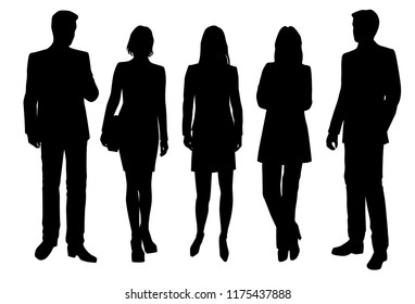 Vector Silhouettes Men Women Standing Different Stock Vector (Royalty ...