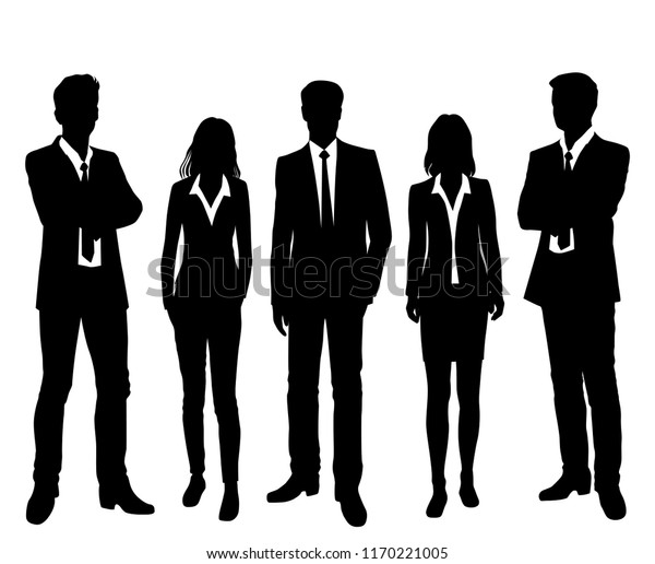 Vector Silhouettes Men Women Standing Different Stock Vector (Royalty ...