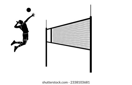 vector silhouettes of men's volleyball Illustration of an abstract volleyball player silhouette