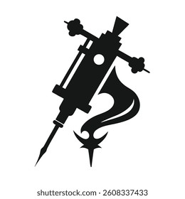 Vector silhouettes of a metal guitar and drill, isolated music and tool icons